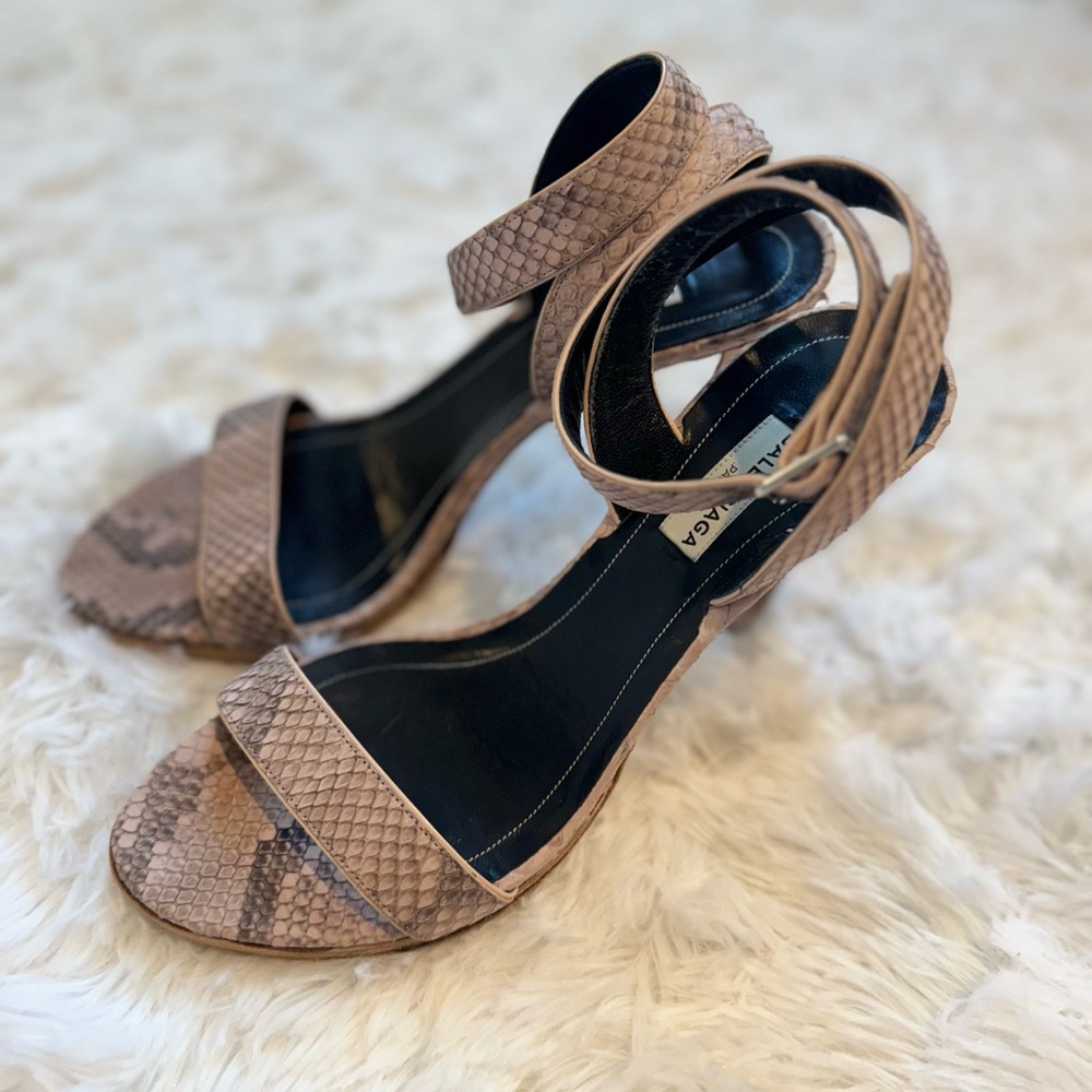 Balenciaga buckle strap snakeskin heels